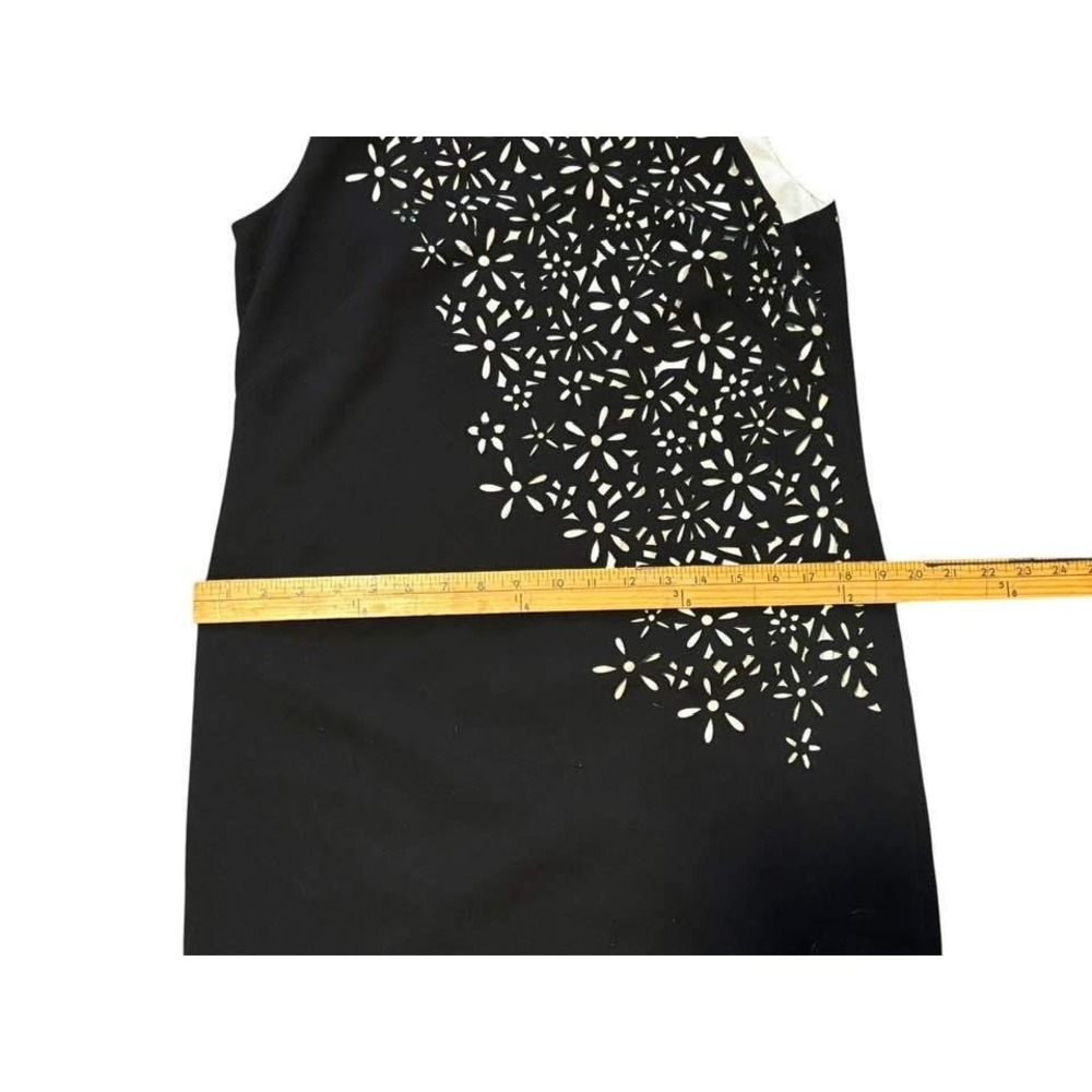 Sleeveless Black Dress Floral Laser Cut. Cocktail Wedding Guest Elegant SZ 8 - Picture 10 of 14
